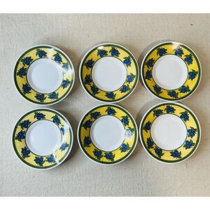 VTG Czech Republic Bread Dessert Plates‎ White/Yellow Blueberry Collectible